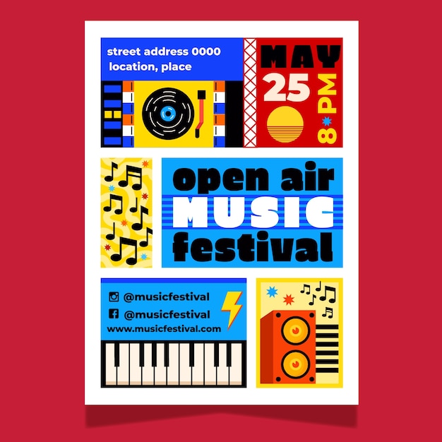 Poster di un festival musicale disegnato a mano