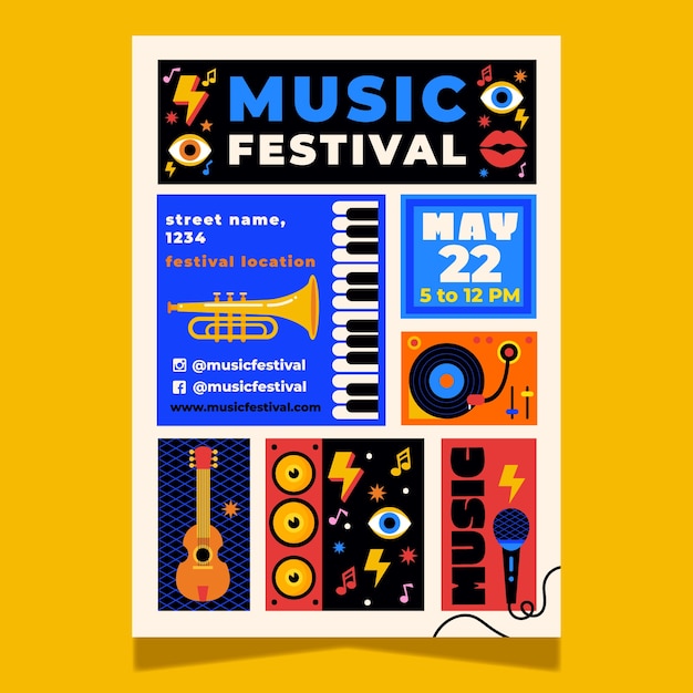 Poster di un festival musicale disegnato a mano