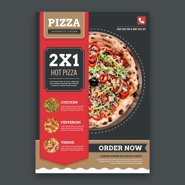 Poster di un ristorante di pizza disegnato a mano