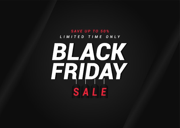 Poster di vendita del Black Friday con iscrizione scritta su sfondo nero Pubblicità