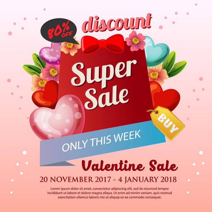 poster di vendita di San Valentino florish