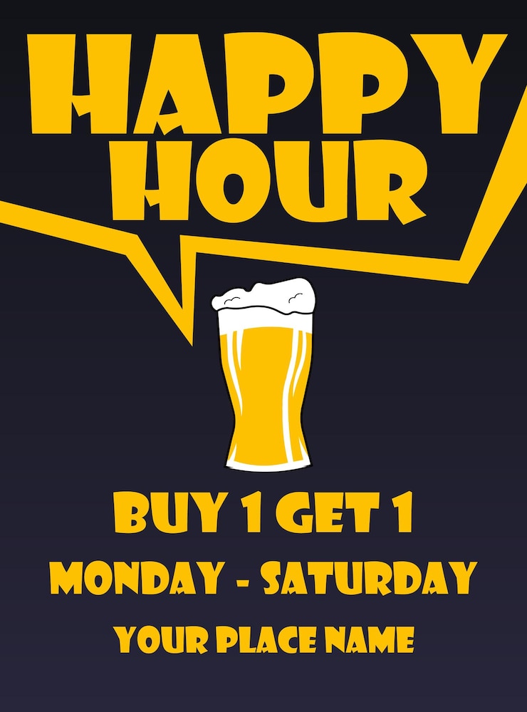 Vettore poster di volantino per la notte della birra dell'happy hour o design del modello di post sui social media
