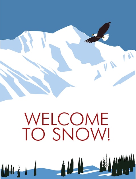 Poster dipinto di montagne innevate