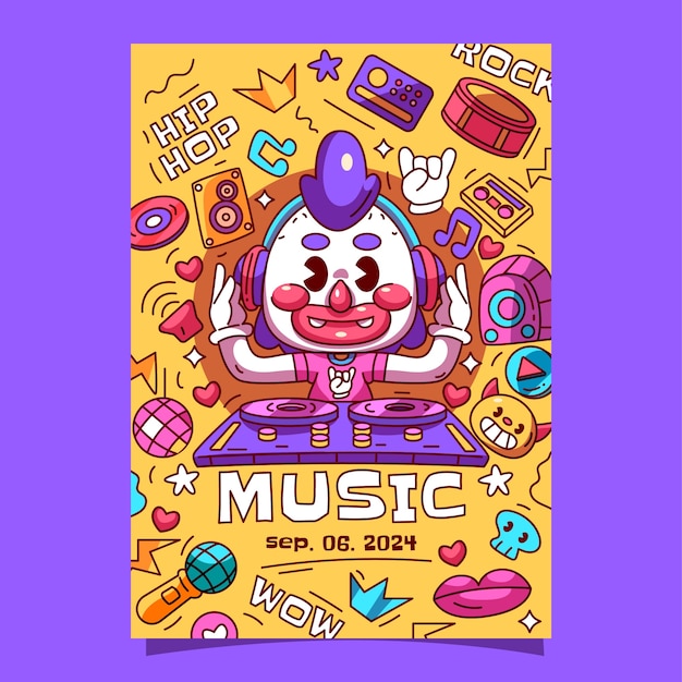 Poster disegnato a mano in stile doodle