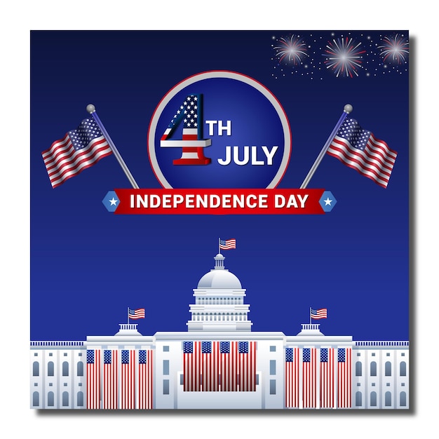 Poster e striscione di celebrazione della festa dell'indipendenza degli Stati Uniti del 4 luglio