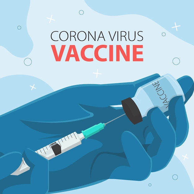 Poster illustrativo del vaccino contro il virus corona piatto
