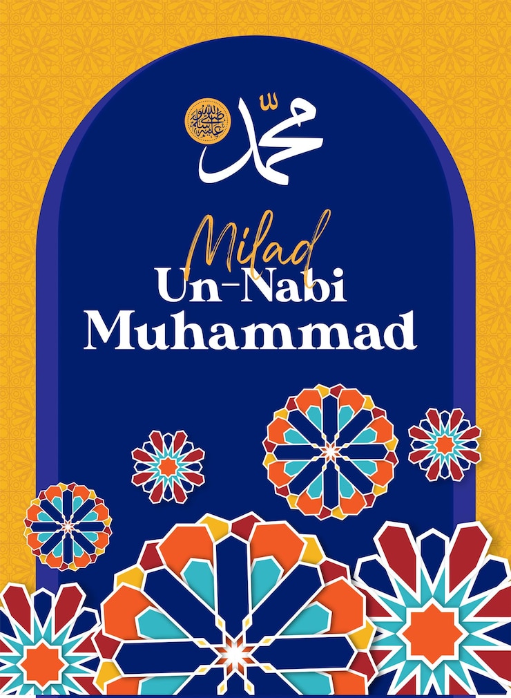 Vettore poster milad un nabi muhammad 2