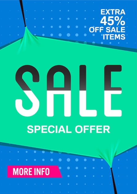 Poster o volantino di vendita extra blu con banner turchese in tessuto elasticizzato
