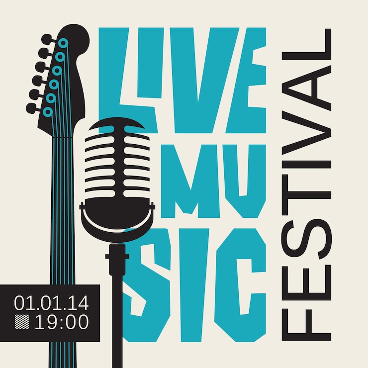 Vettore poster per festival di musica dal vivo