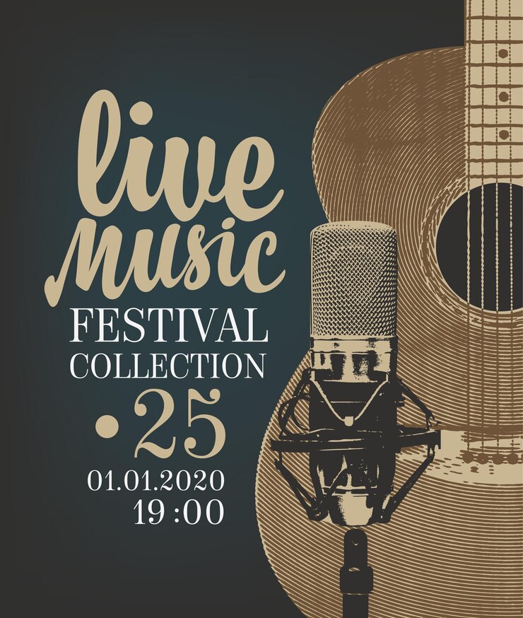 Vettore poster per festival di musica dal vivo