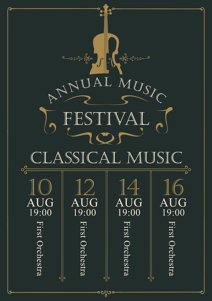 Vettore poster per il festival di musica classica
