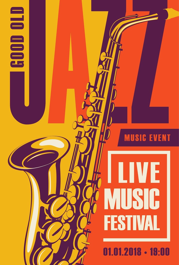 Vettore poster per il festival di musica jazz