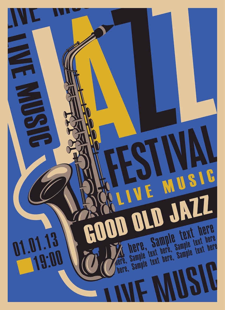 Vettore poster per il festival di musica jazz