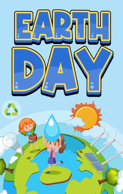 Poster per la giornata della terra in stile cartone animato