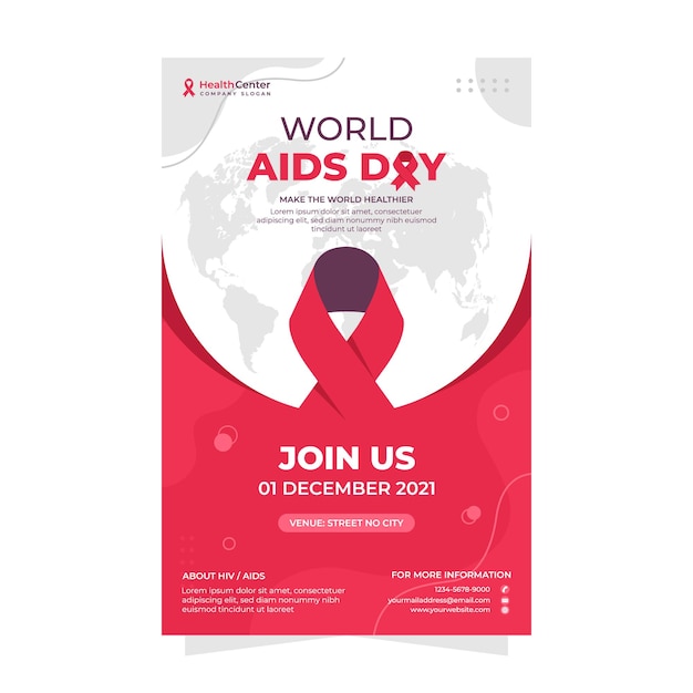 poster per la Giornata Mondiale dell'Aids con sfondo rosso