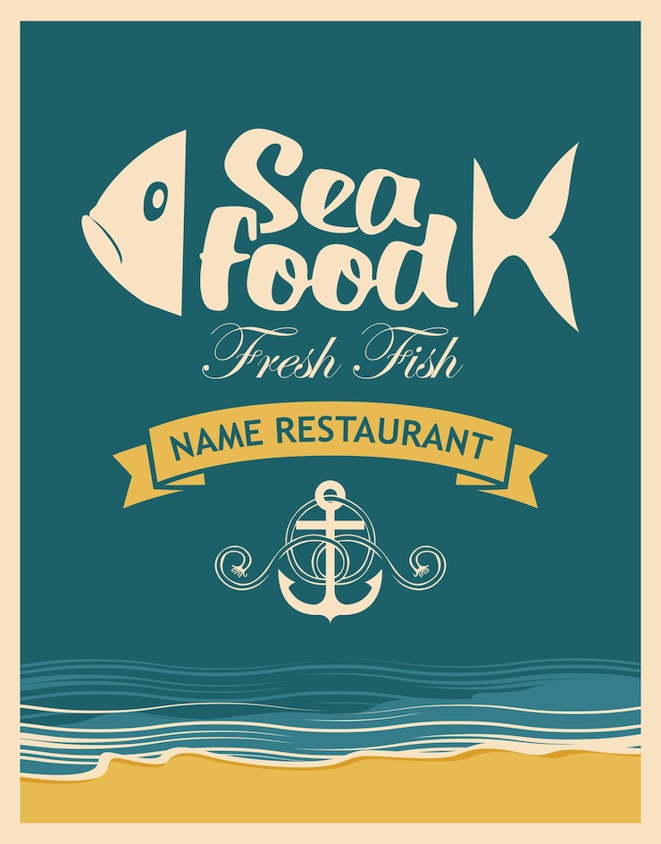 Vettore poster per ristorante di pesce