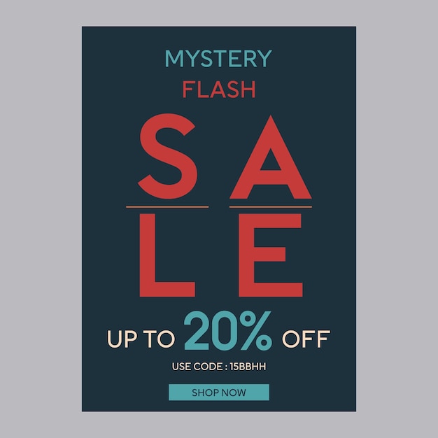 Poster promozionale con sconto di 20 sconti sulla vendita flash misteriosa