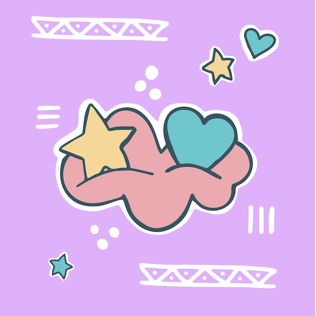 Poster sogni d'oro pacchetto adesivo nuvola cuore stelle colorate