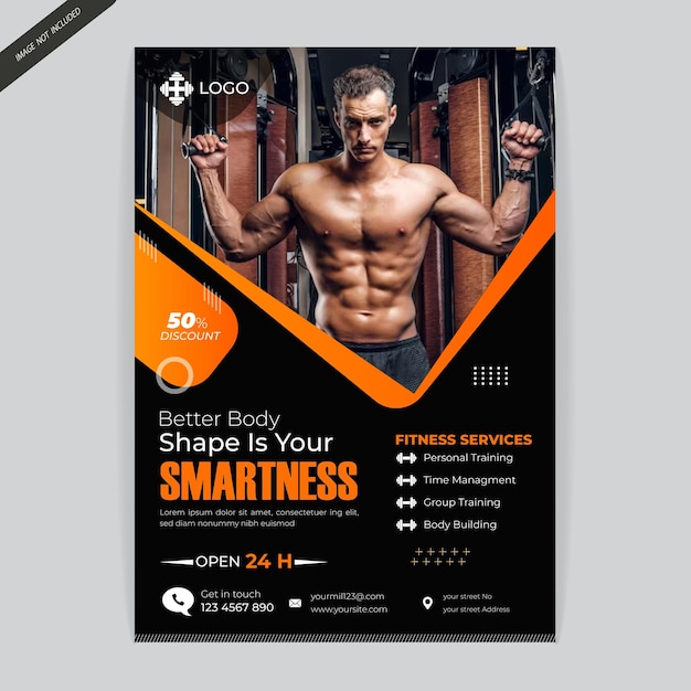 poster sportivo per volantini da palestra e design di body building