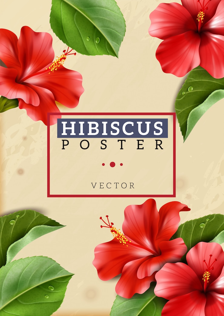 Poster verticale di fiori esotici realistici
