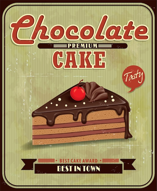 Poster vintage con torta al cioccolato