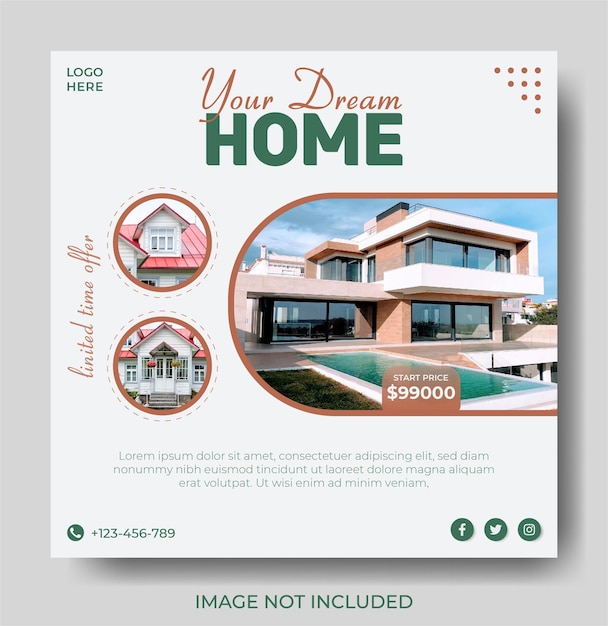 Posto sui social media della casa immobiliare o banner quadrato