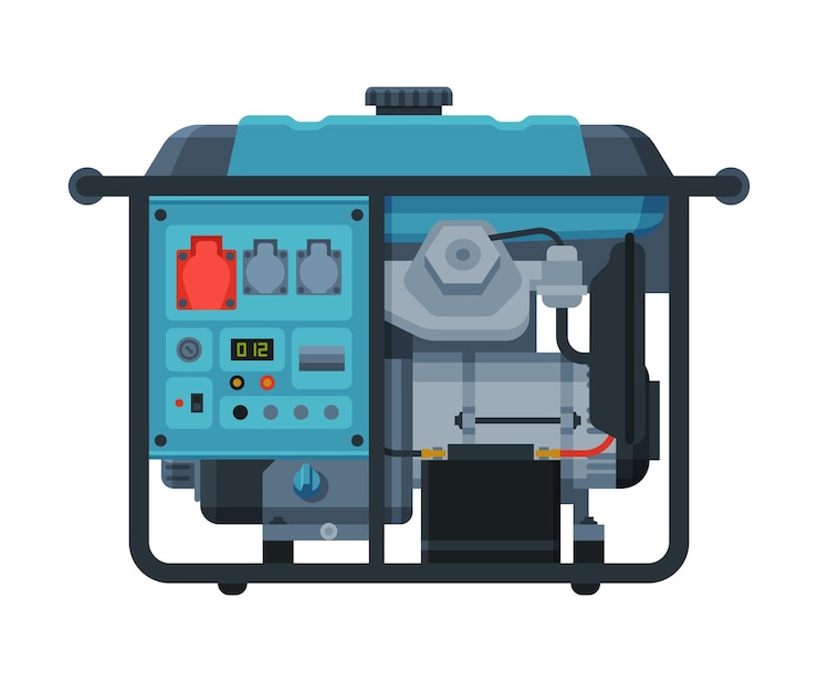 Vettore power immovable generator diesel gasoline electrical engine equipment illustrazione vettoriale