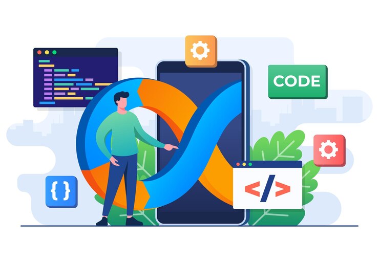 Vettore pratica dei programmatori dello sviluppo e delle operazioni software concetto devops