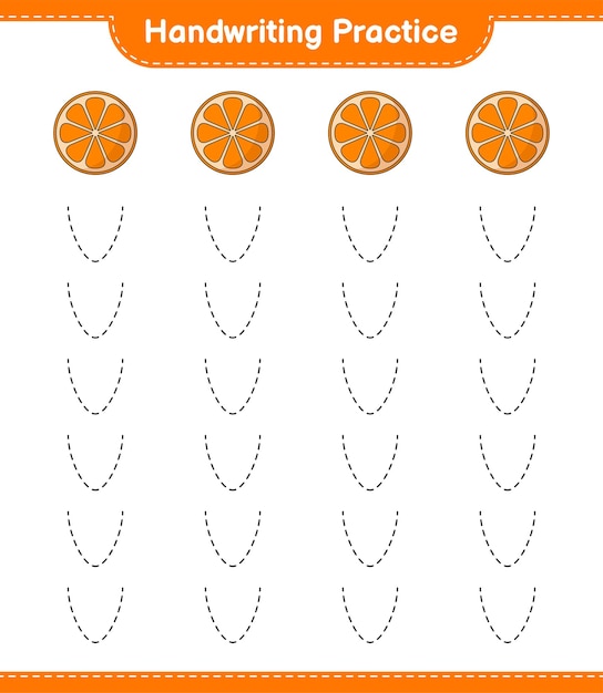 Pratica della scrittura a mano Tracciare le linee di Orange Educational bambini gioco stampabile foglio di lavoro illustrazione vettoriale