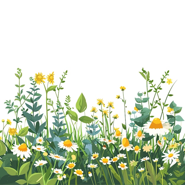 Prato verde primaverile con fiori selvatici 33