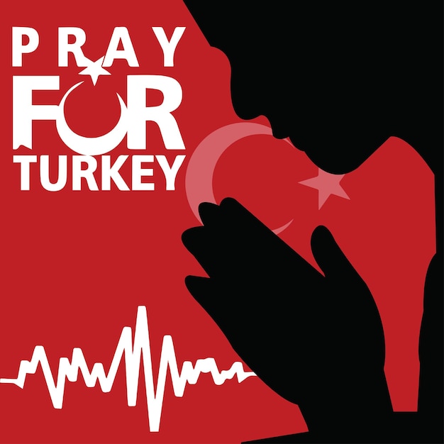 PREGATE PER LA TURCHIA ultimo terremoto nel design del poster in Turchia per condividere i vostri pensieri sui social media