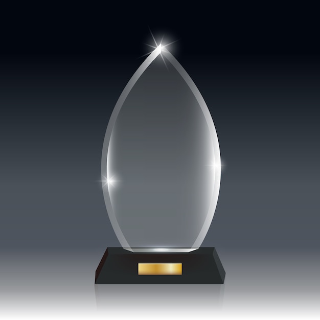 Premio trofeo di vetro acrilico vuoto realistico trasparente