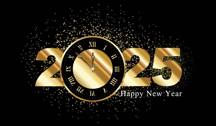 Premium 2025 Buon anno modello d'oro lussuoso modello di biglietto di auguri 2025