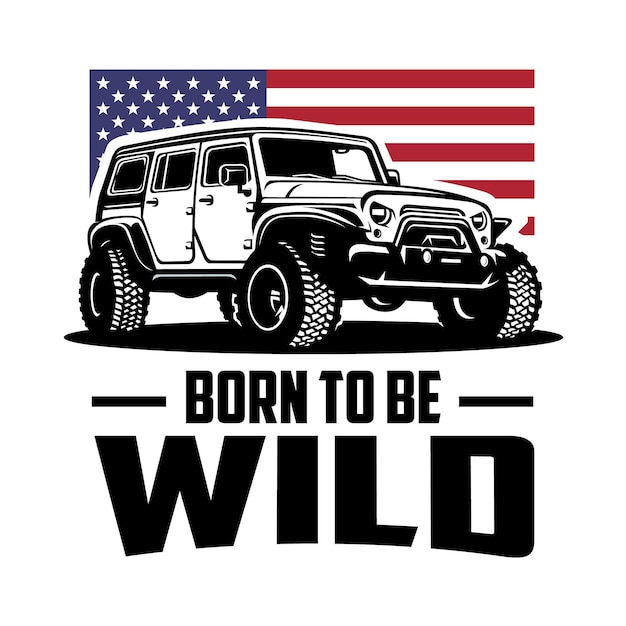 Premium American SUV Patriotic Vector illustration Ideale per gli appassionati di jeep automobilistiche americane