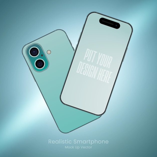 Premium Creative Simple Mockup screen Iphone 16 vettore di gradiente verde menta