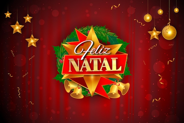 premium feliz natal con sfondo di lusso ghirlanda