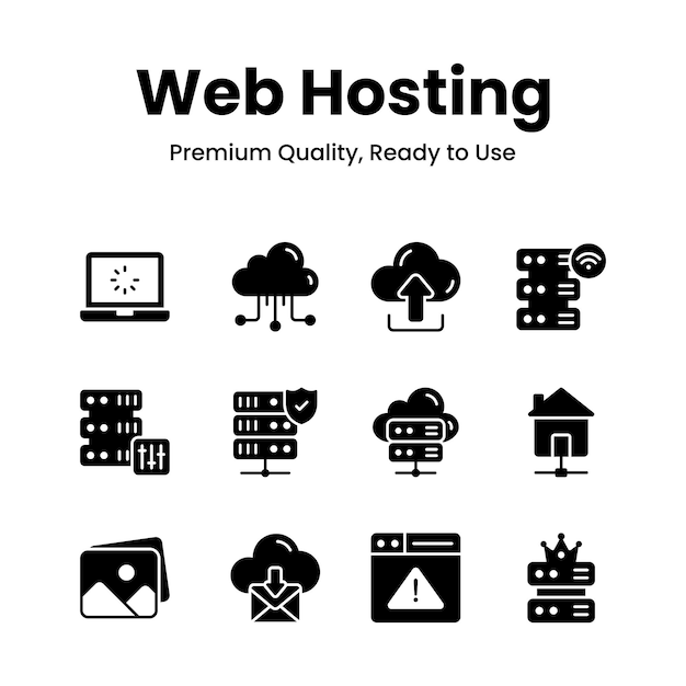 Prendi questa fantastica serie di icone di web hosting in stile alla moda
