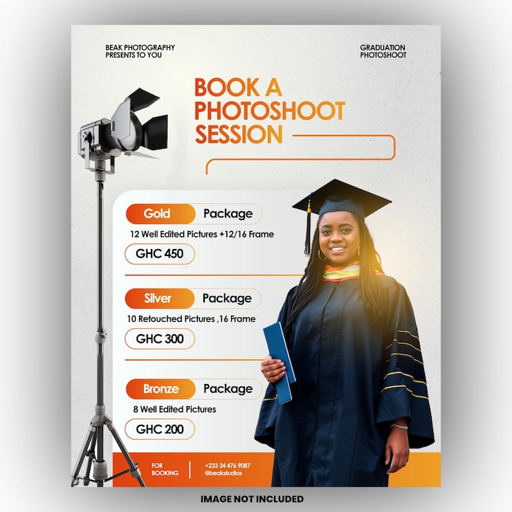 Vettore prenota un flyer di foto di laurea per i social media