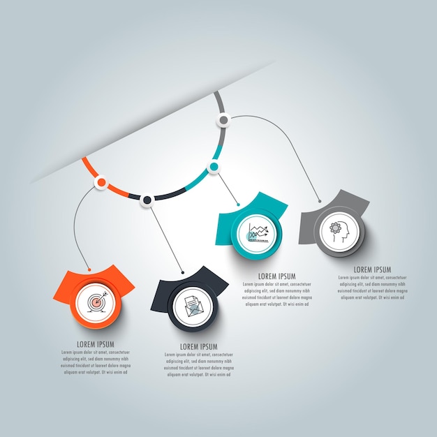 Presentazione del modello di infografica aziendale in 4 fasi