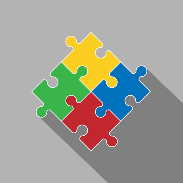 Presentazione infografica rotonda di puzzle piatto a quattro pezzi. isolato sullo sfondo. Illustrazione vettoriale. Eps 10.