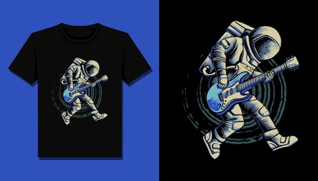 Prestazioni di astronauta chitarrista per il design della maglietta