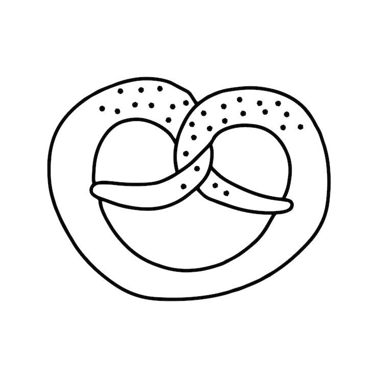 Vettore pretzel tedesco in stile doodle vettore isolato su sfondo bianco