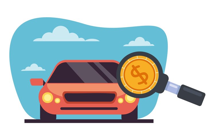 Vettore prezzo dell'investimento in auto concetto isolato illustrazione di progettazione grafica a cartone animato vettoriale piatto