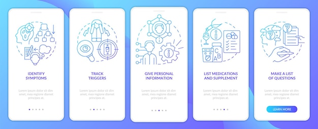Prima dell'appuntamento del terapeuta con gradiente blu sullo schermo dell'app mobile