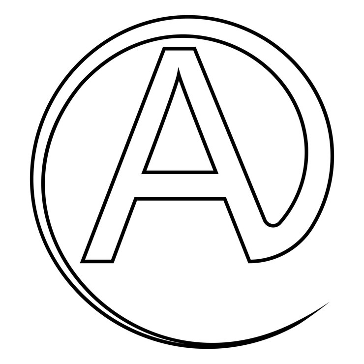 Vettore prima lettera maiuscola a all'illustrazione delle azione di progettazione di calligrafia di logo della posta