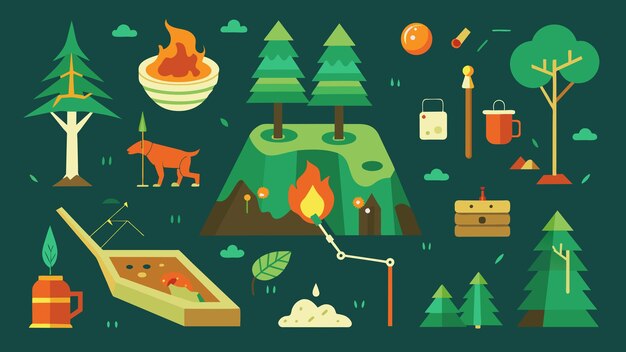 primitive forest adventure vector graphics illustration EPS formato file sorgente icona di scala senza perdite