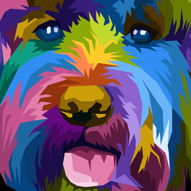 primo piano colorato cane pop art stile ritratto