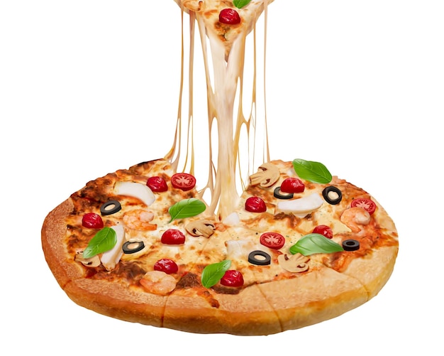 Primo piano della pizza ai frutti di mare
