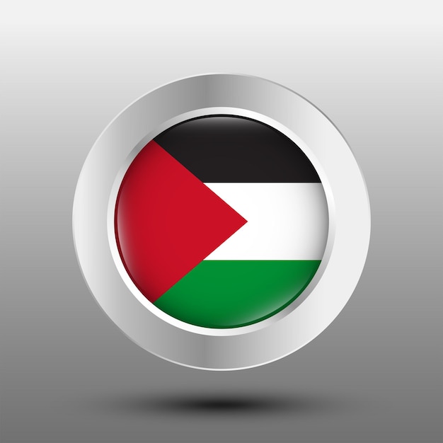 Priorità bassa del bottone del metallo della bandiera rotonda della Palestina