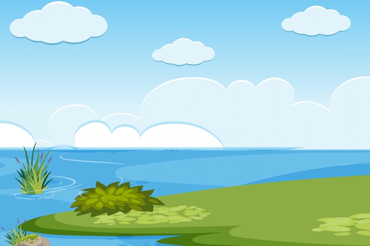 Vettore priorità bassa del paesaggio con il lago di giorno
